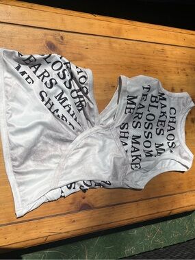 Light Gray Graphic Tank Top with Black Text